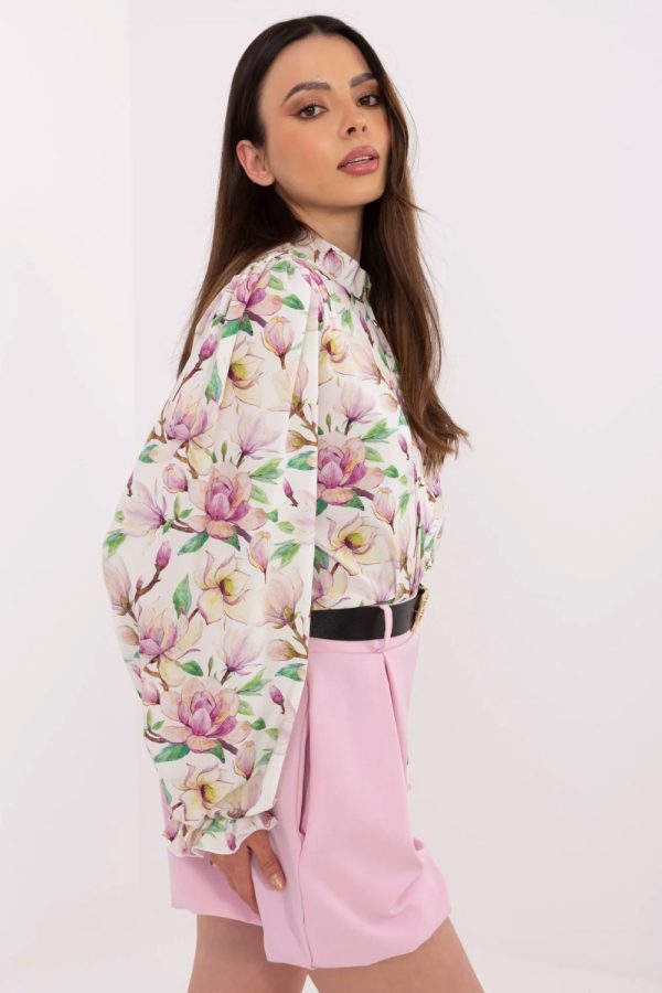 White Long Sleeve Shirt in Shirts For Women with Cotton, Spandex and Polyester