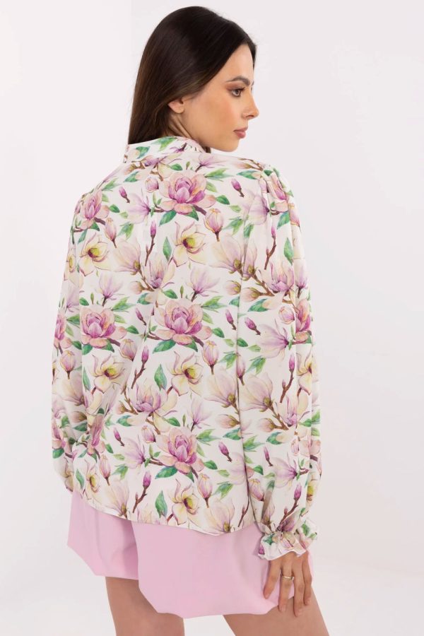 White Long Sleeve Shirt in Shirts For Women with Cotton, Spandex and Polyester