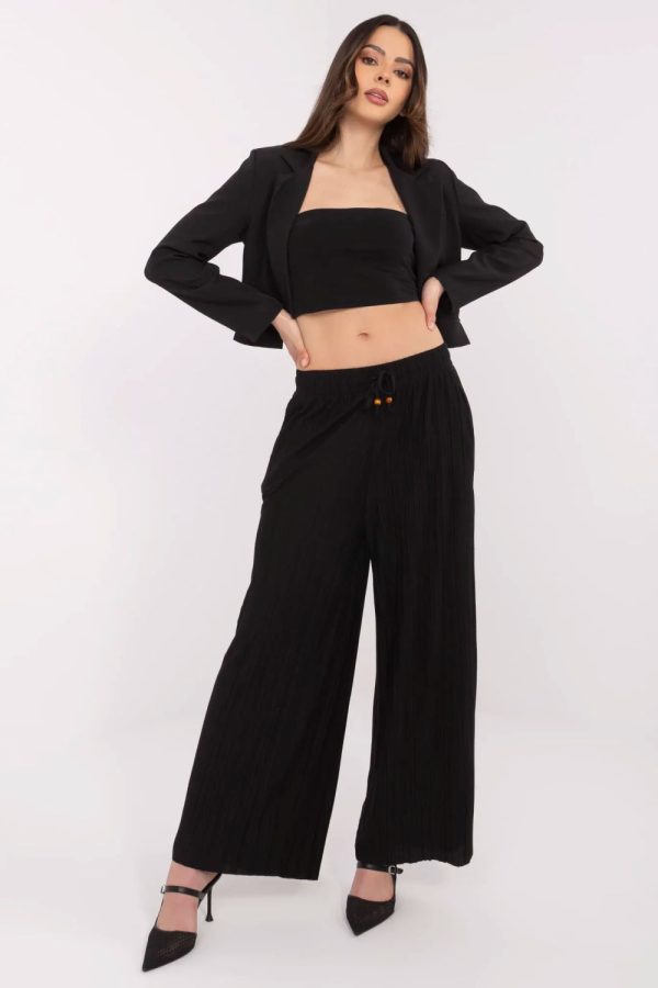 Black Women Trousers in Pants, Trousers, Shorts with Polyester and Viscose