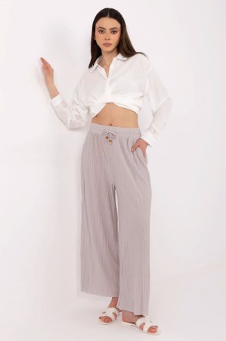 Beige Women's Pants in Pants, Trousers, Shorts with Polyester and Viscose