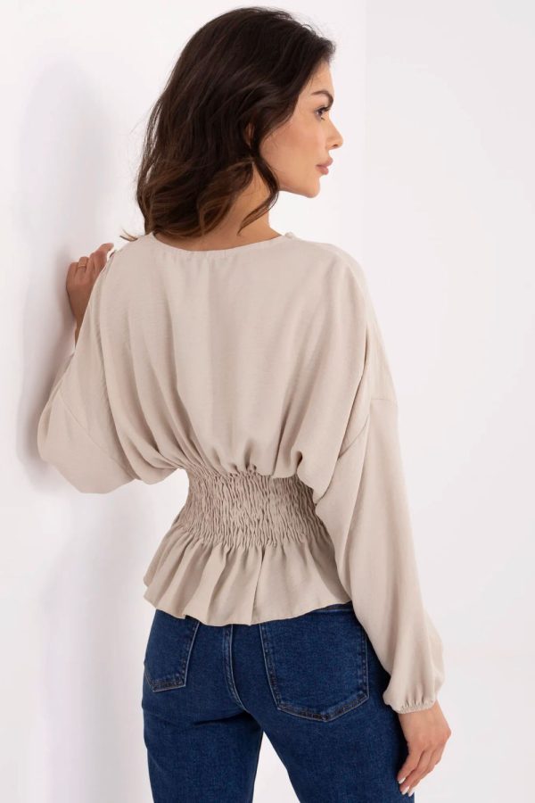 Beige Blouse in Women`s Blouses, Tunics with Polyester