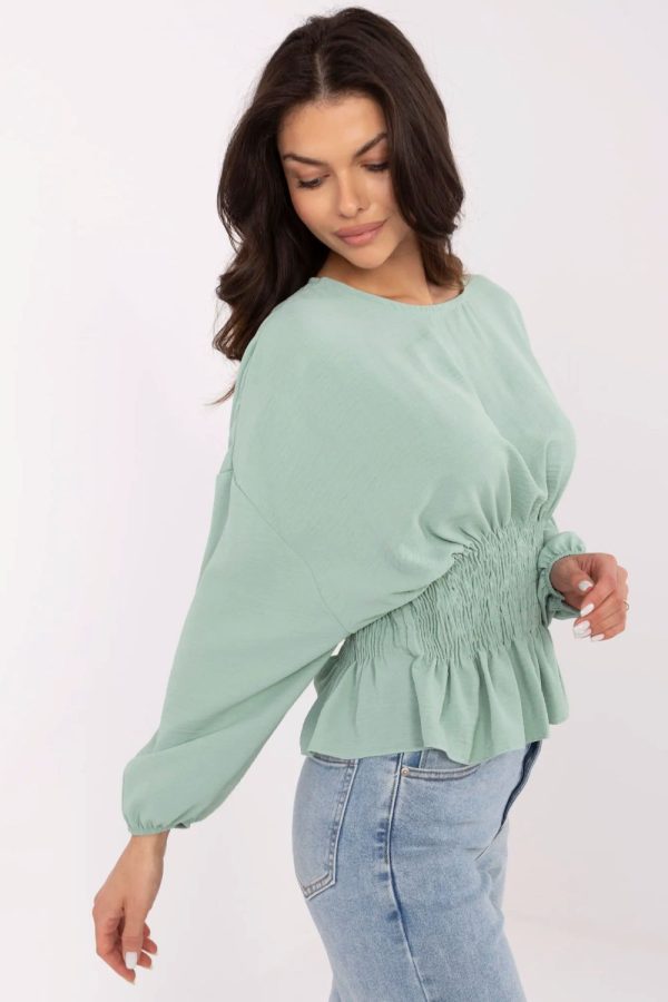 Green Blouse in Women`s Blouses, Tunics with Polyester
