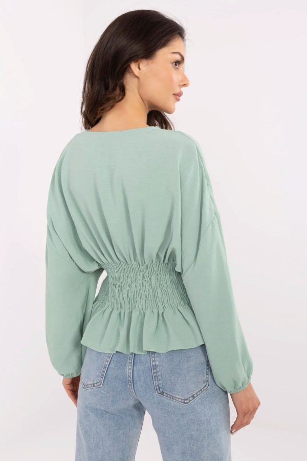 Green Blouse in Women`s Blouses, Tunics with Polyester
