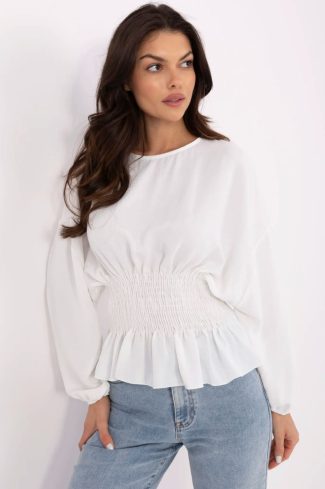 White Blouse in Women`s Blouses, Tunics with Polyester