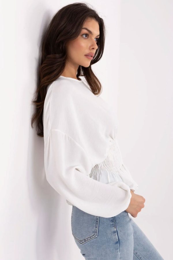 White Blouse in Women`s Blouses, Tunics with Polyester