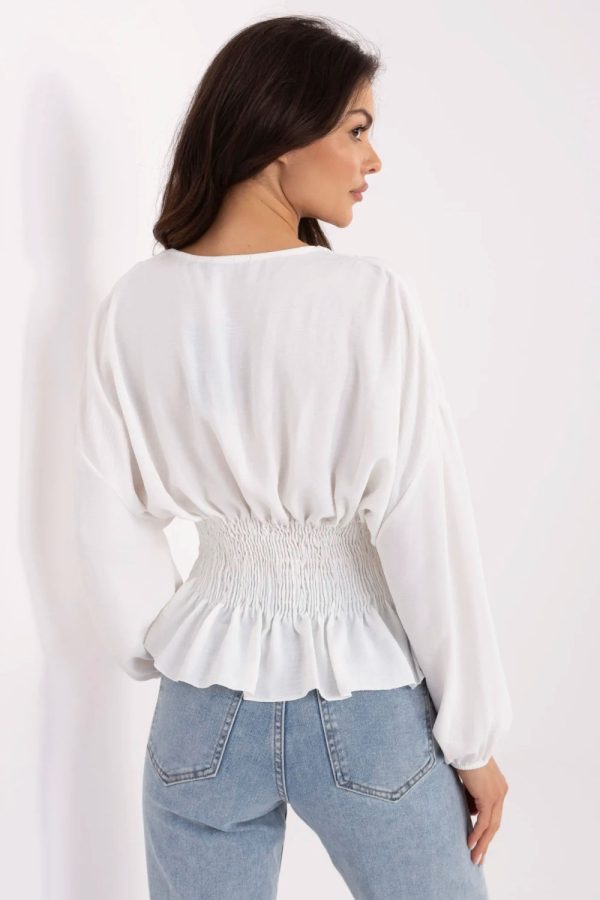 White Blouse in Women`s Blouses, Tunics with Polyester