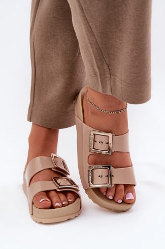 Beige Flip-flops in Sandals & Flip-Flops For Women with Fabric, Footbed and Platform Height