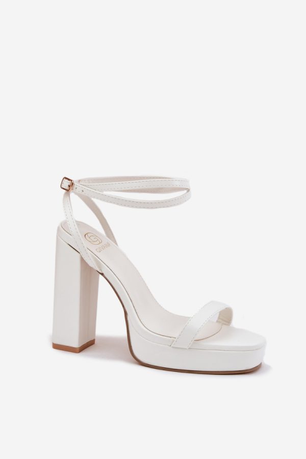 White Heel Sandals in Sandals & Flip-Flops For Women with Fabric, Footbed and Heel Height