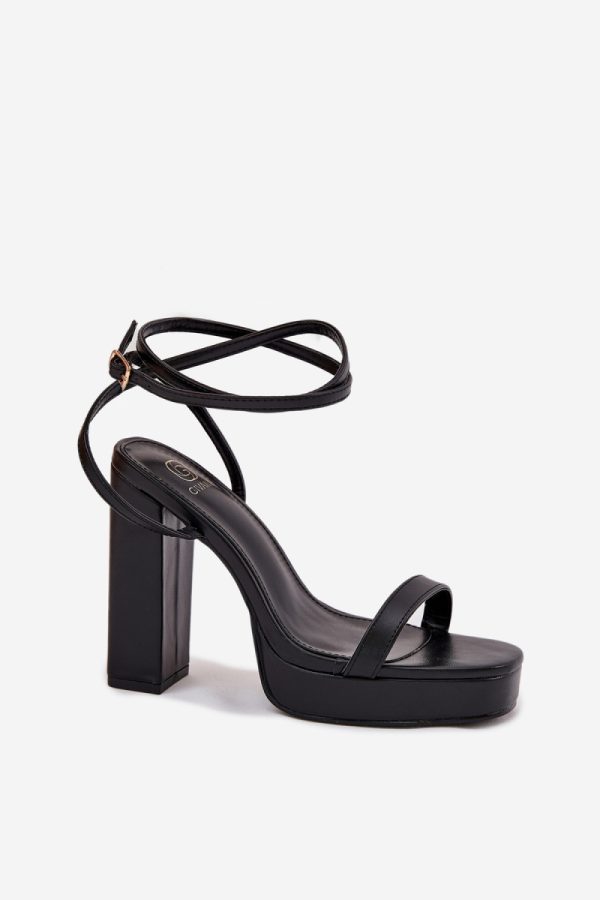 Black Heel Sandals in Sandals & Flip-Flops For Women with Fabric, Footbed and Heel Height