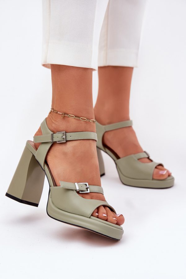 Green Heel Sandals in Sandals & Flip-Flops For Women with Fabric, Footbed and Heel Height