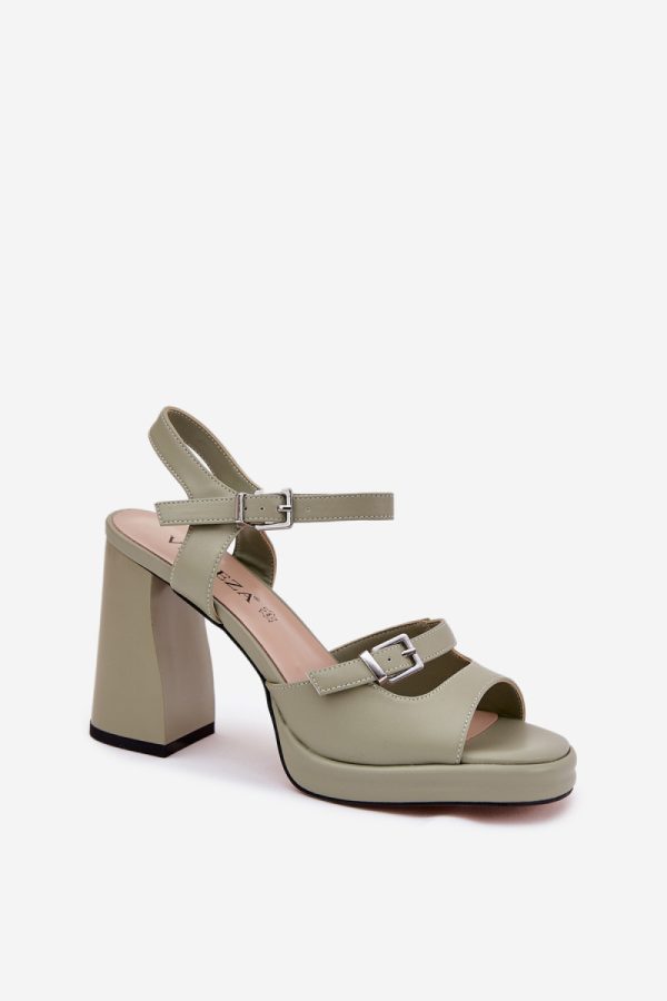 Green Heel Sandals in Sandals & Flip-Flops For Women with Fabric, Footbed and Heel Height