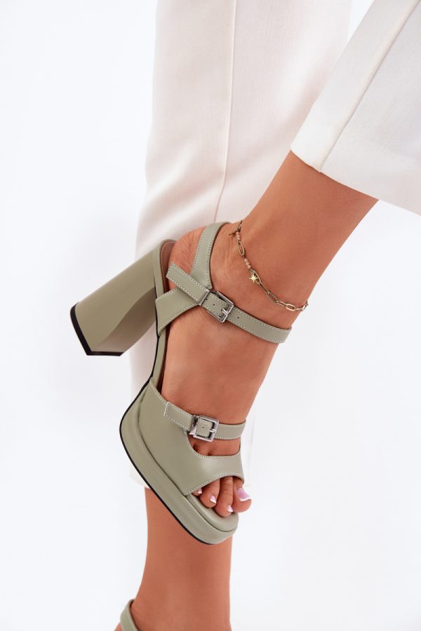Green Heel Sandals in Sandals & Flip-Flops For Women with Fabric, Footbed and Heel Height