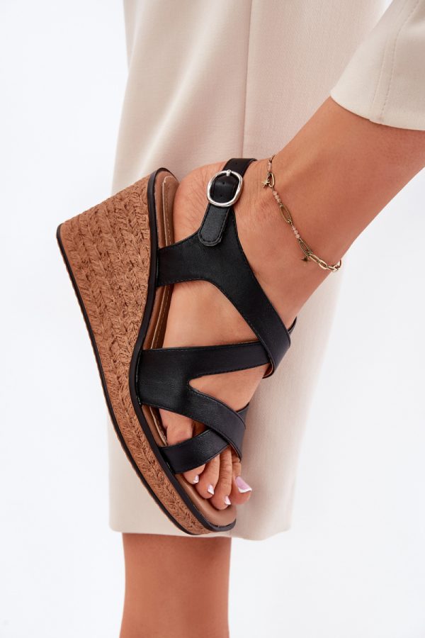 Black Buskin in Sandals & Flip-Flops For Women with Fabric, Footbed and Heel Height