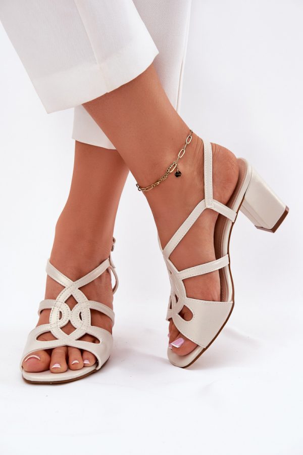 Beige Heel Sandals in Sandals & Flip-Flops For Women with Fabric, Footbed and Heel Height