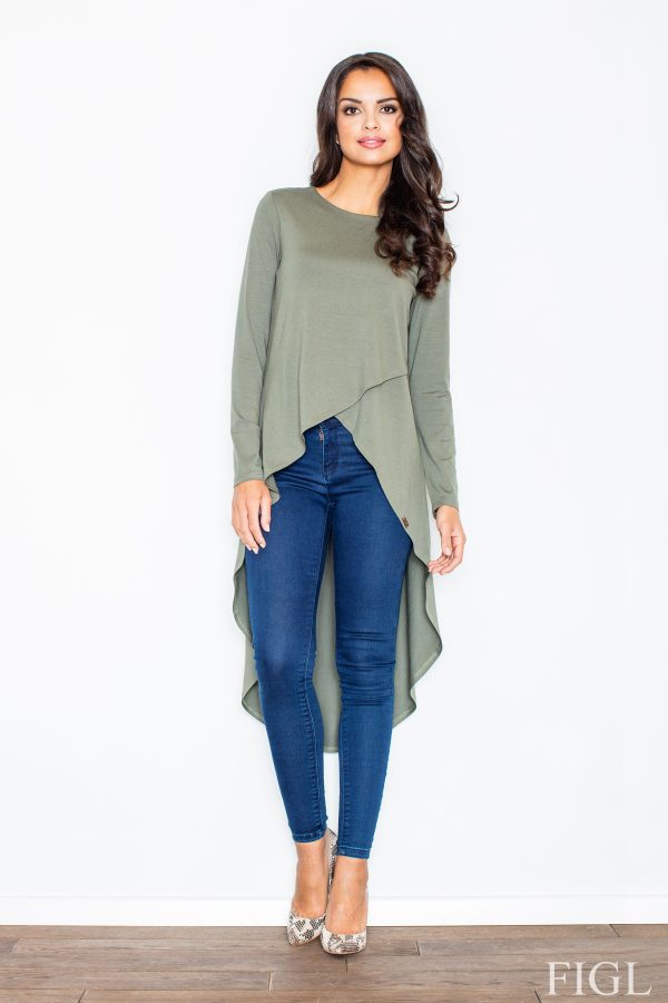 Green Tunic in Women`s Blouses, Tunics with Spandex and Viscose