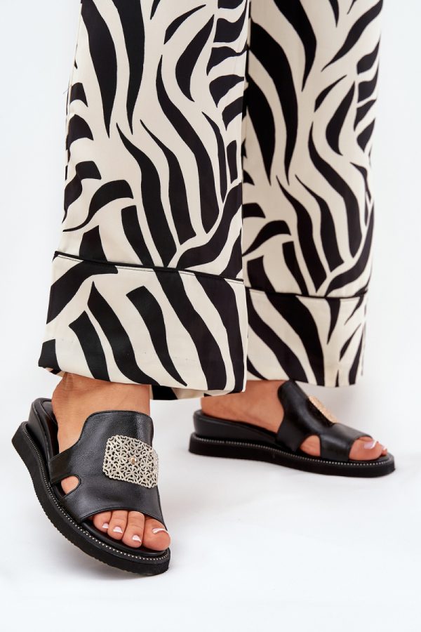 Black Buskin in Sandals & Flip-Flops For Women with Fabric, Footbed and Heel Height