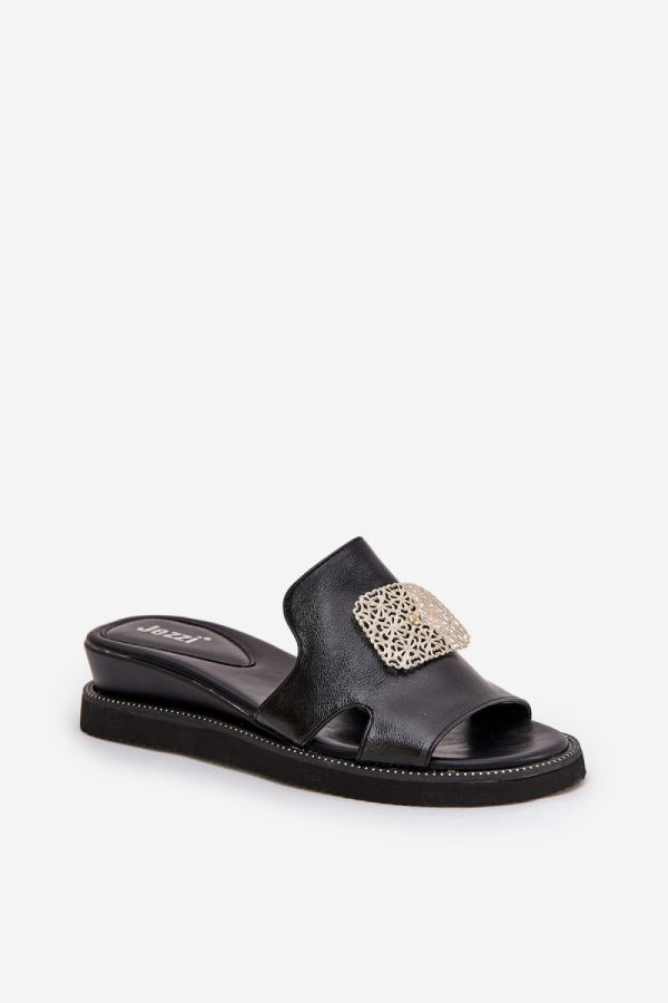 Black Buskin in Sandals & Flip-Flops For Women with Fabric, Footbed and Heel Height