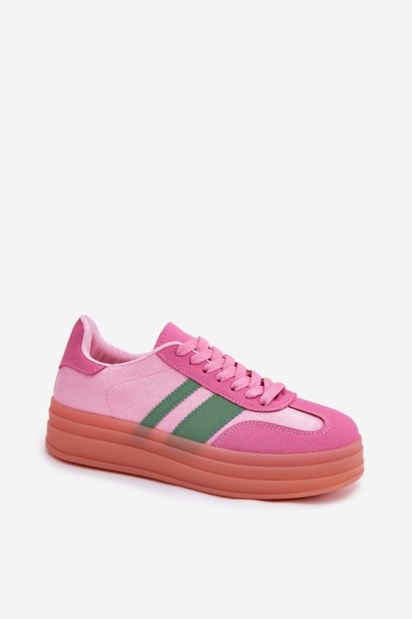 Pink Sport Shoes in Women`s Athletic Shoes, Trainers, Sneakers with Fabric, Footbed, Upper Height and Platform Height