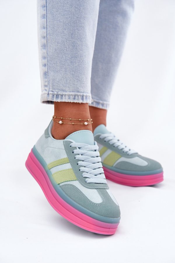 Blue Sport Shoes in Women`s Athletic Shoes, Trainers, Sneakers with Fabric, Footbed, Upper Height and Platform Height