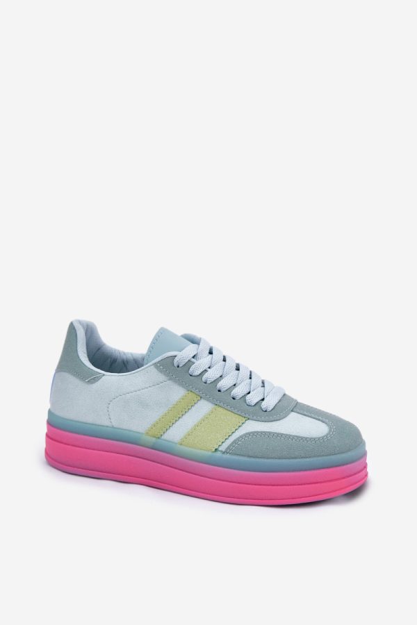 Blue Sport Shoes in Women`s Athletic Shoes, Trainers, Sneakers with Fabric, Footbed, Upper Height and Platform Height