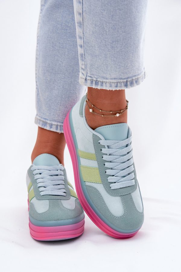 Blue Sport Shoes in Women`s Athletic Shoes, Trainers, Sneakers with Fabric, Footbed, Upper Height and Platform Height