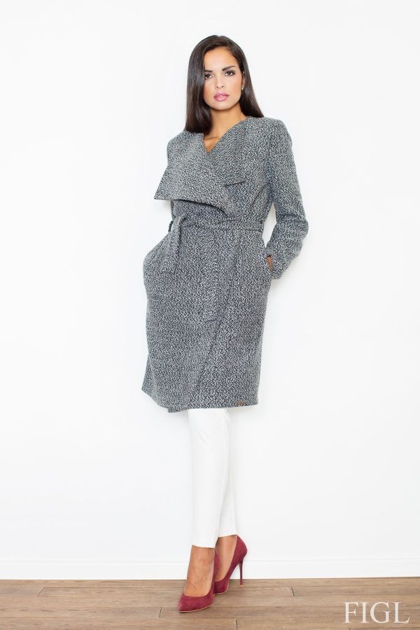 Grey Coat in Women`s Coats, Jackets with Polyester and Viscose