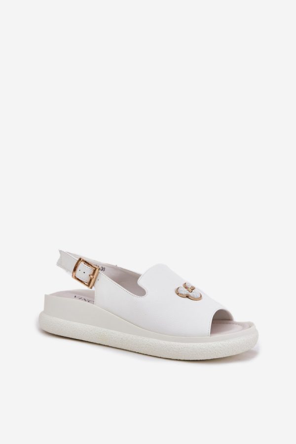 White Buskin in Sandals & Flip-Flops For Women with Fabric, Footbed and Heel Height