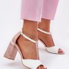 1077834.jpg Pink Heel Sandals in Sandals & Flip-Flops For Women with Fabric, Footbed and Heel Height