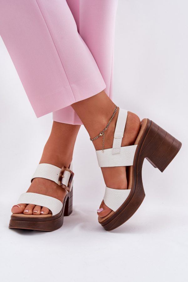 white Heel sandals model 213008 Step in style