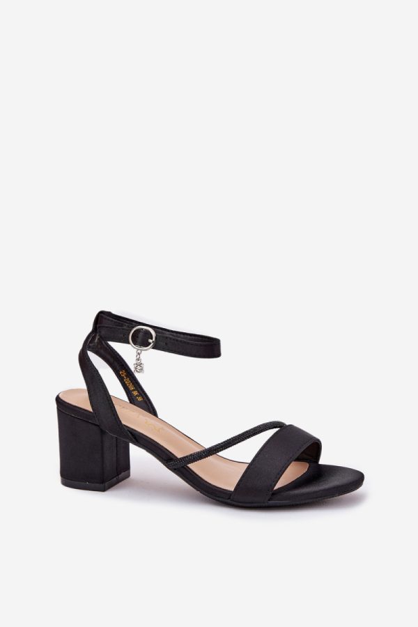 Black Heel Sandals in Sandals & Flip-Flops For Women with Fabric, Footbed and Heel Height