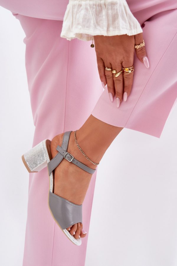 grey Heel sandals model 213012 Step in style