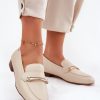 Beige Mocassin in Moccasins, Loafers with Fabric, Footbed, Upper Height and Heel Height