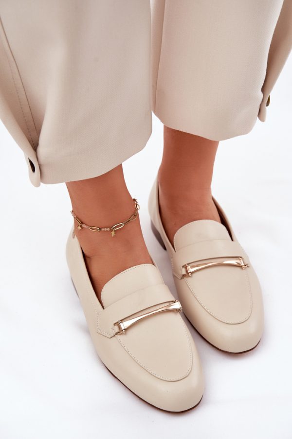 Beige Mocassin in Moccasins, Loafers with Fabric, Footbed, Upper Height and Heel Height