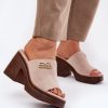 1077927.jpg Beige Heeled Sandals in Sandals & Flip-Flops For Women with Fabric, Footbed, Heel Height and Platform Height
