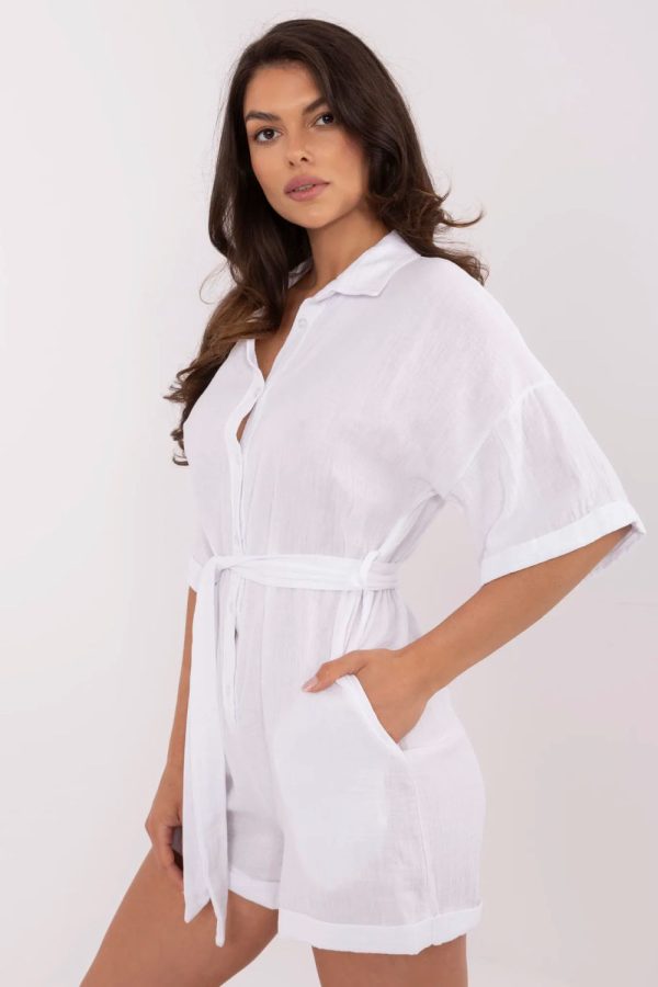 White Suit in Playsuits For Women with Cotton