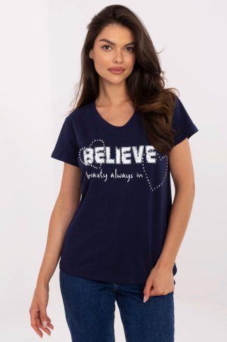 Navy Blue T-shirt in Women`s Tops, T-shirts, Singlets with Cotton and Spandex