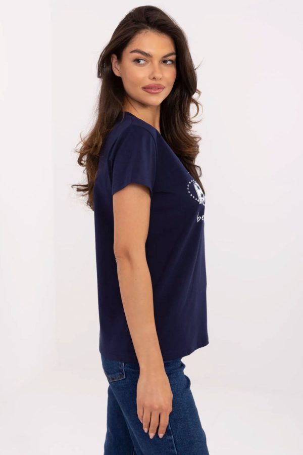 Navy Blue T-shirt in Women`s Tops, T-shirts, Singlets with Cotton and Spandex