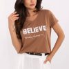 Brown T-shirt in Women`s Tops, T-shirts, Singlets with Cotton and Spandex