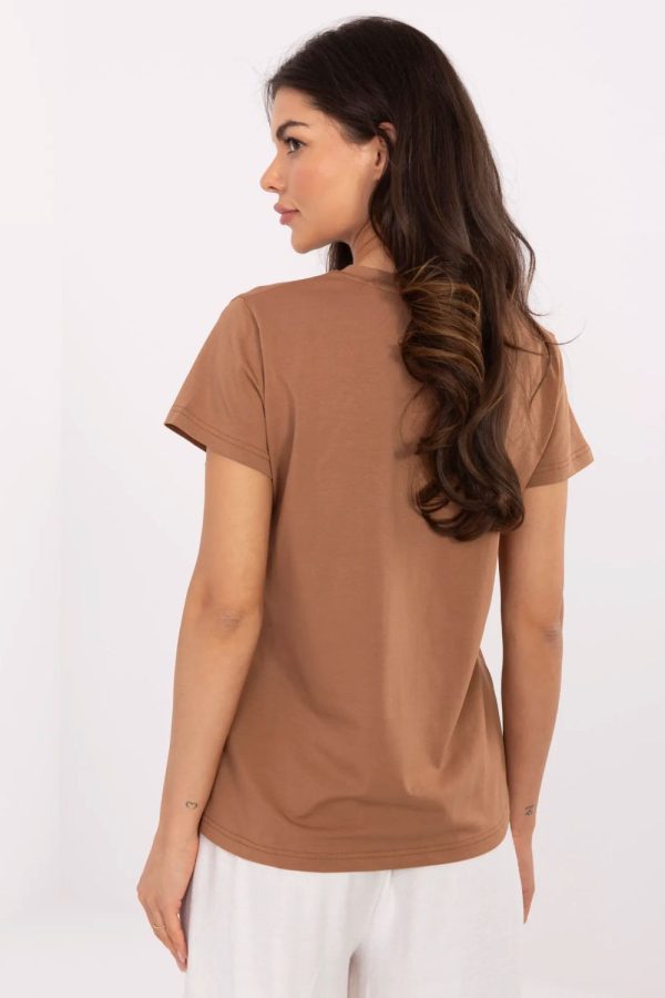 Brown T-shirt in Women`s Tops, T-shirts, Singlets with Cotton and Spandex