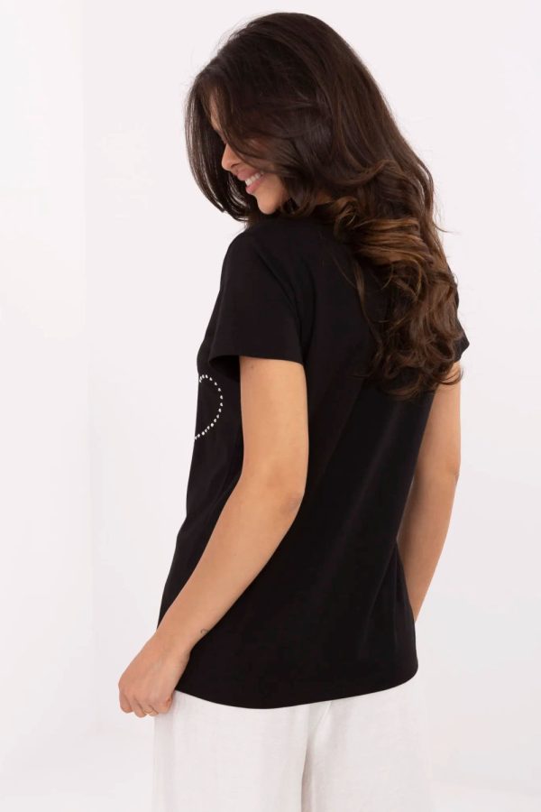 Black T-shirt in Women`s Tops, T-shirts, Singlets with Cotton and Spandex