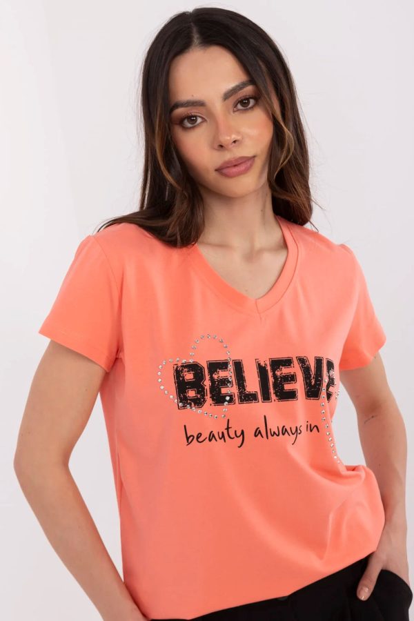 Orange T-shirt in Women`s Tops, T-shirts, Singlets with Cotton and Spandex