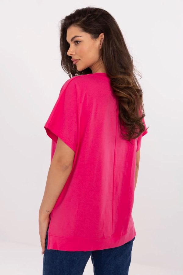 Pink Blouse in Women`s Blouses, Tunics with Cotton and Spandex