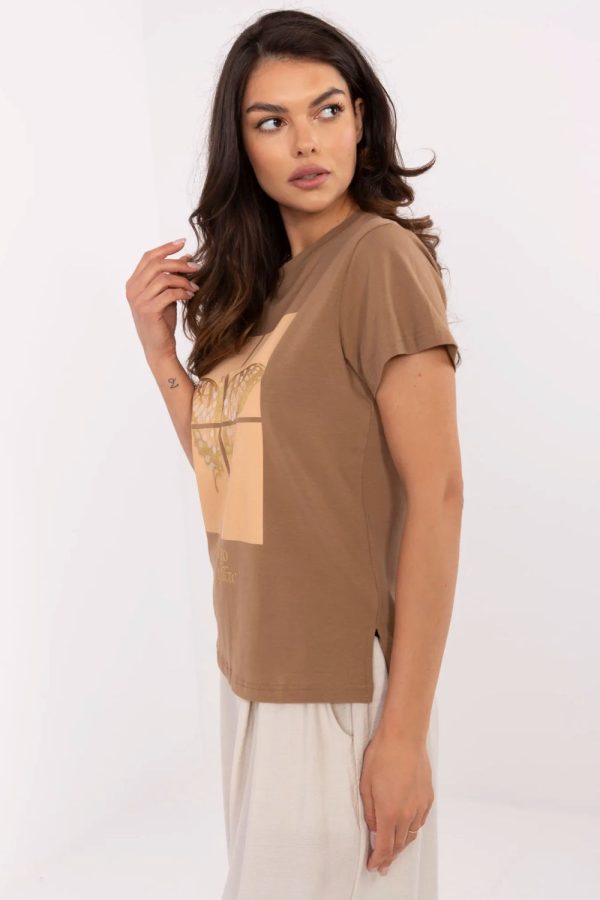 Brown T-shirt 1 in Cotton and Spandex