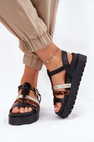Black Sandals in Sandals & Flip-Flops For Women with Fabric, Footbed and Platform Height