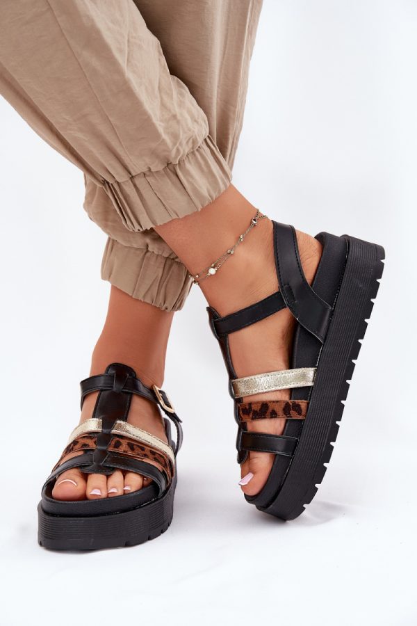 Black Sandals in Sandals & Flip-Flops For Women with Fabric, Footbed and Platform Height