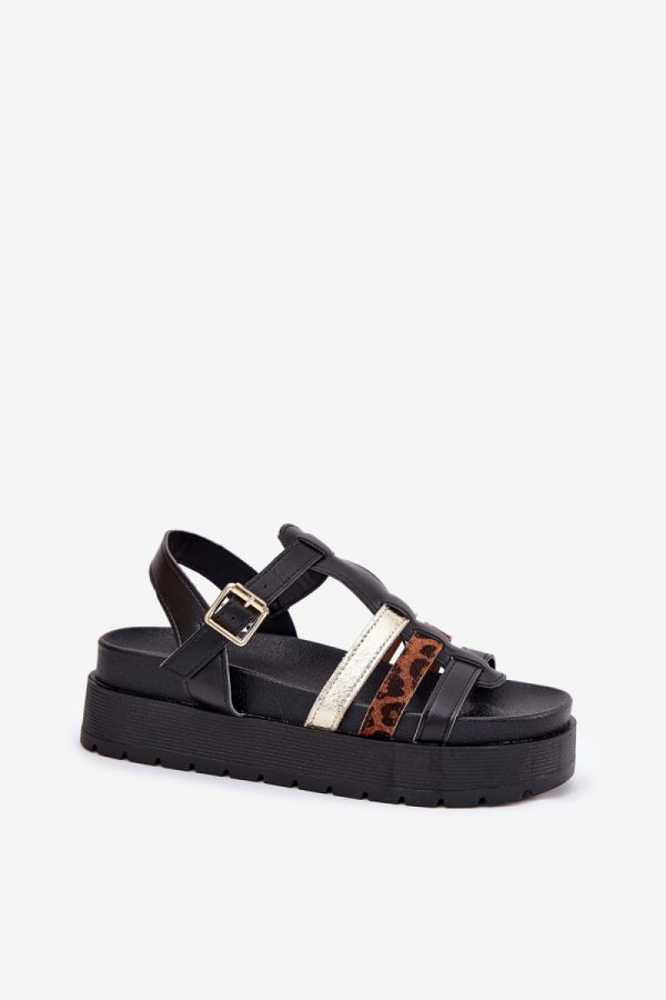 Black Sandals in Sandals & Flip-Flops For Women with Fabric, Footbed and Platform Height