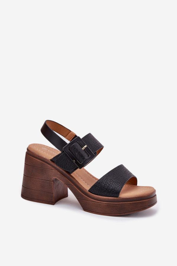 Black Heel Sandals in Sandals & Flip-Flops For Women with Fabric, Footbed and Heel Height