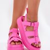 1078310.jpg Pink Sandals in Sandals & Flip-Flops For Women with Fabric, Footbed and Platform Height