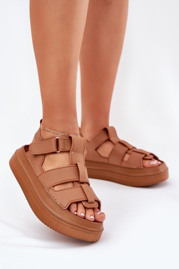 Brown Platform Sandals in Sandals & Flip-Flops For Women with Fabric, Footbed and Platform Height