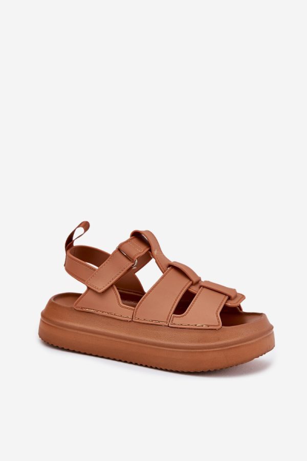 Brown Platform Sandals in Sandals & Flip-Flops For Women with Fabric, Footbed and Platform Height